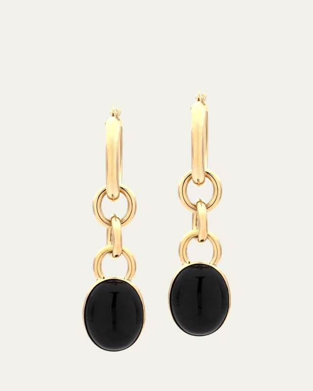Mama 18K Yellow Gold Onyx Drop Earrings